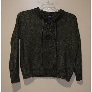 NORDSTROM CLICHE' Women's Sz S Green CROPPED Sweater Tie Top